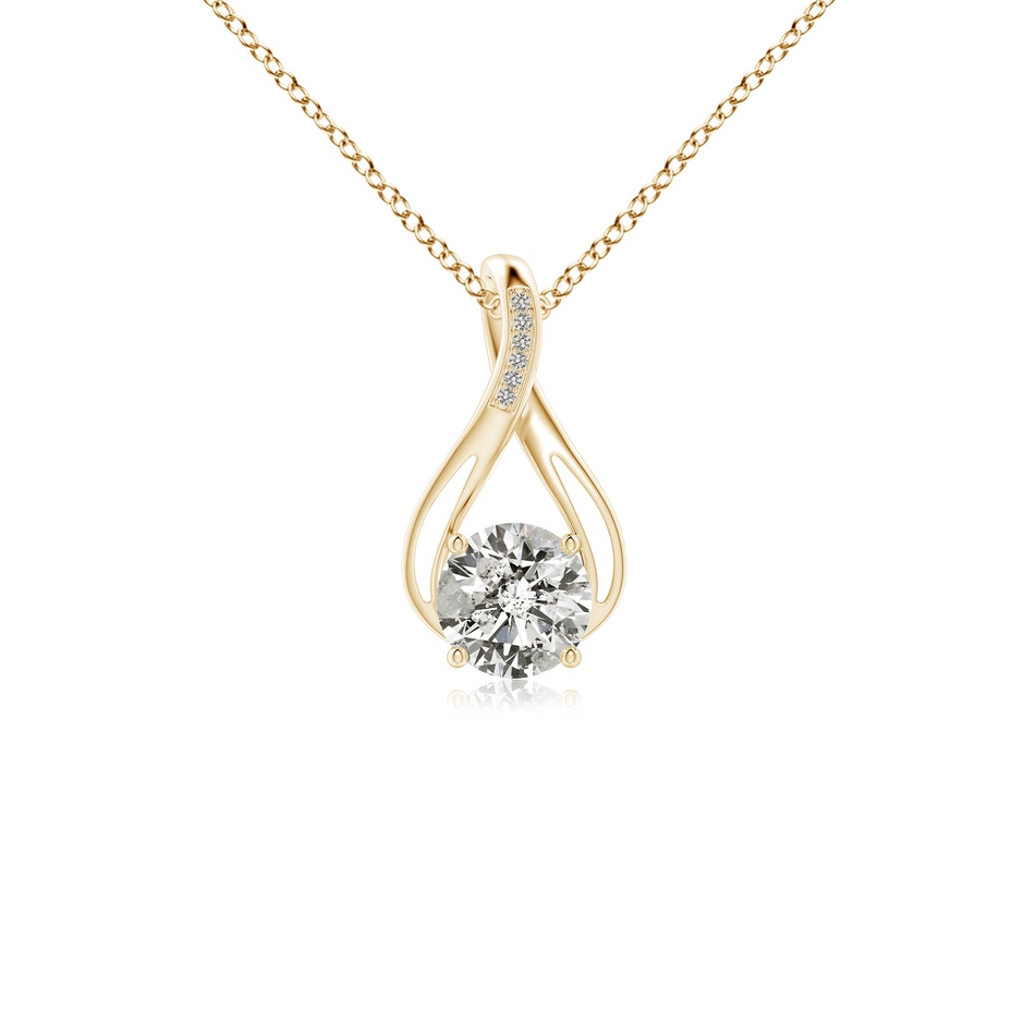 7.4mm KI3 Round Diamond Infinity Twist Pendant with Accents in Yellow Gold 