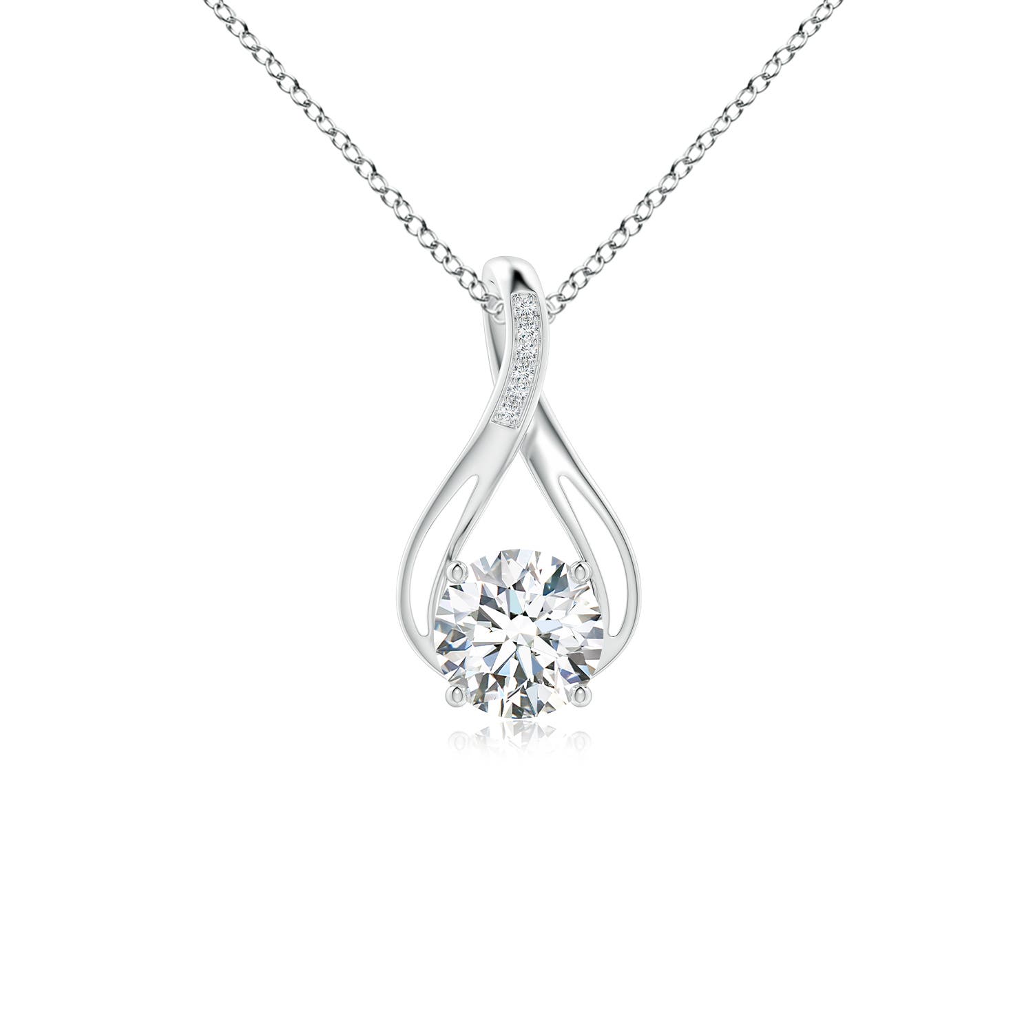 8mm GVS2 Round Diamond Infinity Twist Pendant with Accents in 18CT White Gold