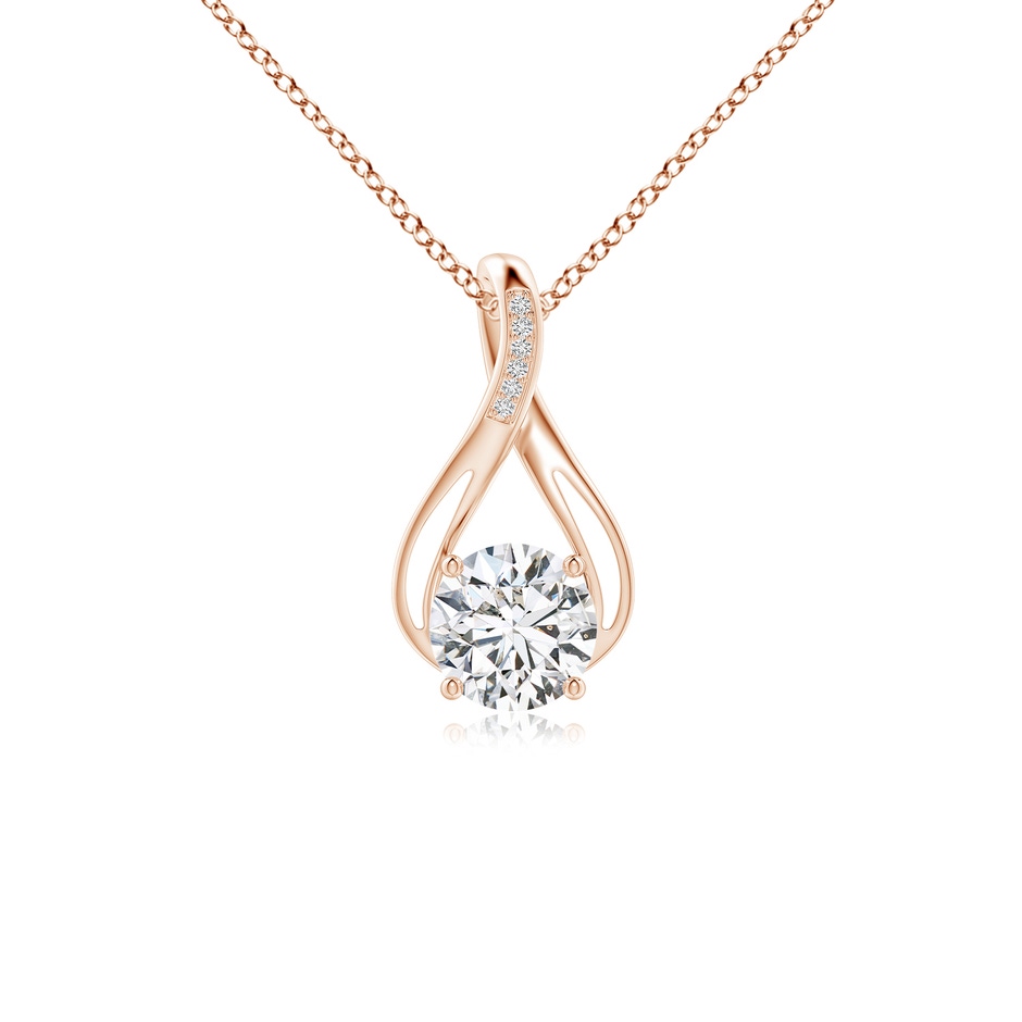 8mm HSI2 Round Diamond Infinity Twist Pendant with Accents in Rose Gold 