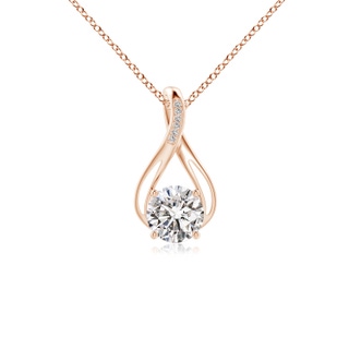 8mm IJI1I2 Round Diamond Infinity Twist Pendant with Accents in Rose Gold