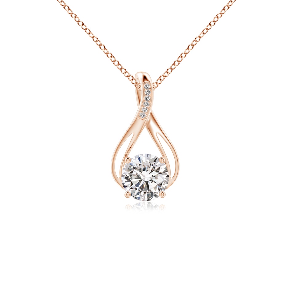 8mm IJI1I2 Round Diamond Infinity Twist Pendant with Accents in Rose Gold 