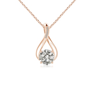 8mm KI3 Round Diamond Infinity Twist Pendant with Accents in Rose Gold