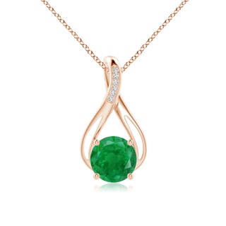 10mm AA Round Emerald Infinity Twist Pendant with Diamonds in Rose Gold