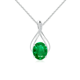 12x10mm AAA Oval Emerald Infinity Twist Pendant with Diamonds in P950 Platinum