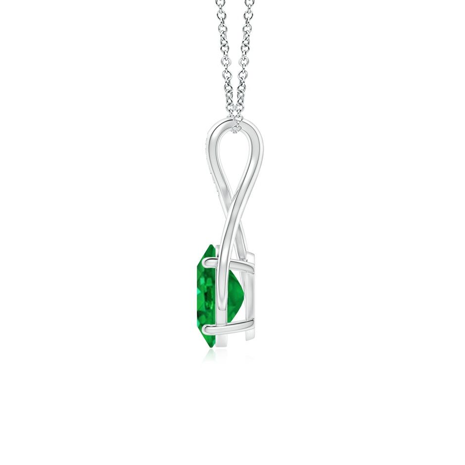 12x10mm AAA Oval Emerald Infinity Twist Pendant with Diamonds in White Gold side 199