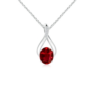 10x8mm AAAA Oval Ruby Infinity Twist Pendant with Diamonds in P950 Platinum