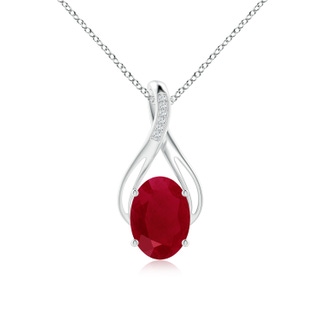 14x10mm AA Oval Ruby Infinity Twist Pendant with Diamonds in P950 Platinum