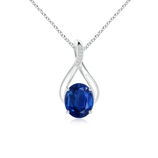 12x10mm AAA Oval Blue Sapphire Infinity Twist Pendant with Diamonds in P950 Platinum