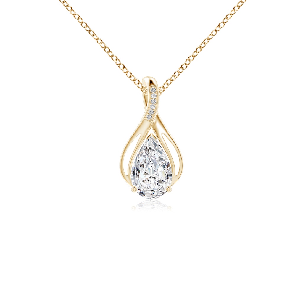 10x6.5mm HSI2 Pear Diamond Infinity Twist Pendant with Accents in Yellow Gold