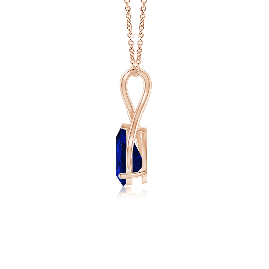 10x8mm Lab-Grown Pear Blue Sapphire Infinity Twist Pendant with Diamonds in Rose Gold - side 199