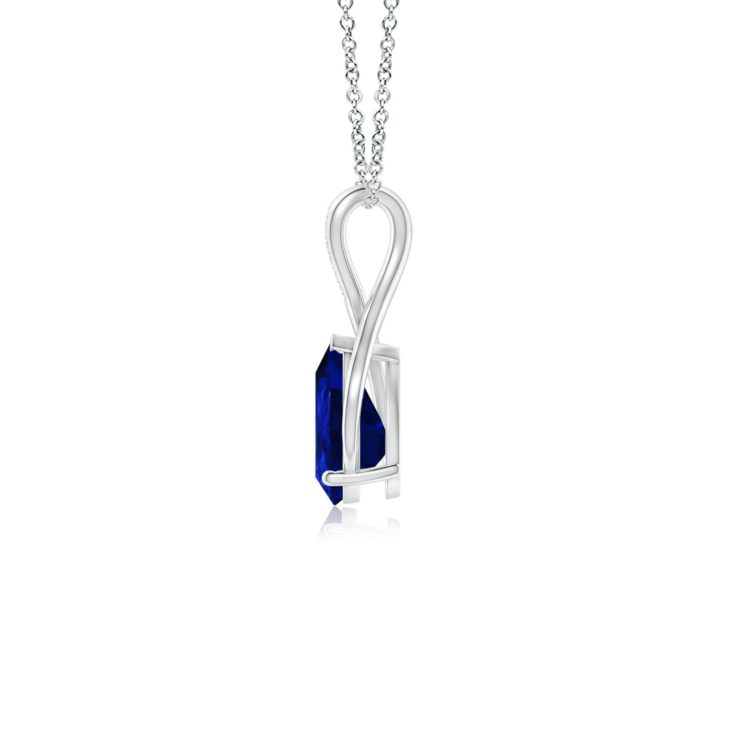 10x8mm Lab-Grown Pear Blue Sapphire Infinity Twist Pendant with Diamonds in White Gold - side 199