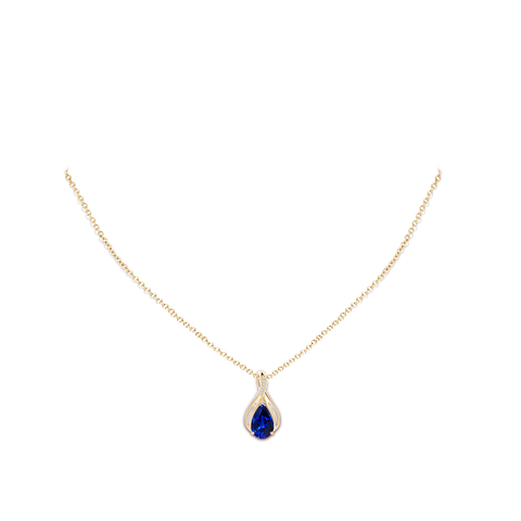 10x8mm AAAA Pear Blue Sapphire Infinity Twist Pendant with