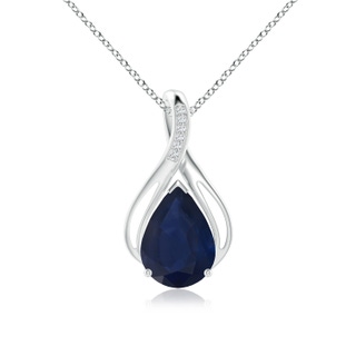 14x10mm A Pear Blue Sapphire Infinity Twist Pendant with Diamonds in P950 Platinum