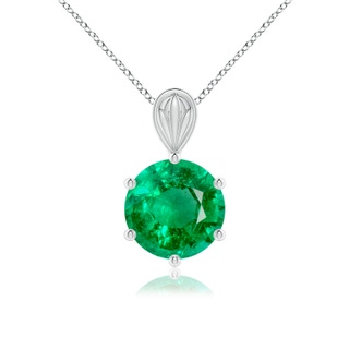 9mm AAA Solitaire Round Emerald Classic Pendant in White Gold