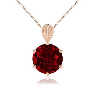 10mm AAAA Solitaire Round Ruby Classic Pendant in Rose Gold