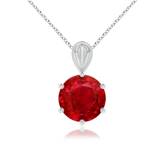 9mm AAA Solitaire Round Ruby Classic Pendant in White Gold