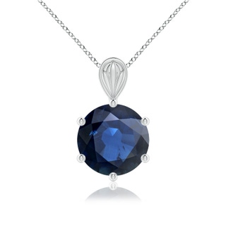 10mm AA Solitaire Round Blue Sapphire Classic Pendant in White Gold
