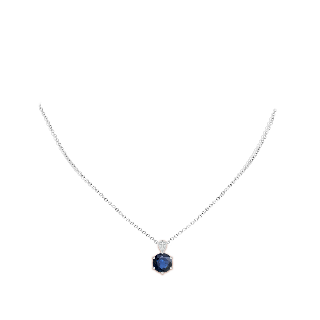 10mm AA Solitaire Round Blue Sapphire Classic Pendant in White Gold pen