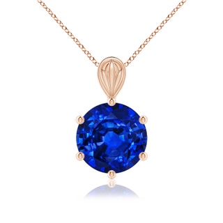 10mm AAAA Solitaire Round Blue Sapphire Classic Pendant in Rose Gold