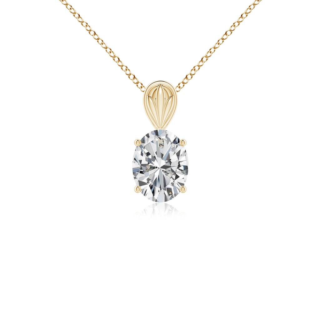 8.5x6.5mm HSI2 Solitaire Oval Diamond Classic Pendant in Yellow Gold
