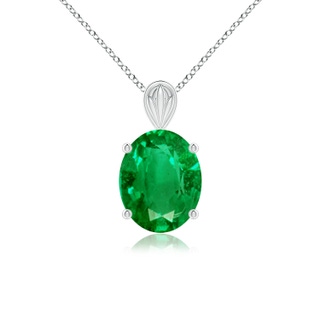 12x10mm AAA Solitaire Oval Emerald Classic Pendant in White Gold