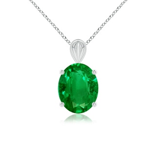 12x10mm AAAA Solitaire Oval Emerald Classic Pendant in P950 Platinum