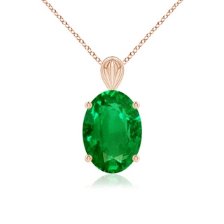 14x10mm AAAA Solitaire Oval Emerald Classic Pendant in Rose Gold