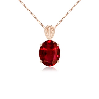 10x8mm AAAA Solitaire Oval Ruby Classic Pendant in Rose Gold