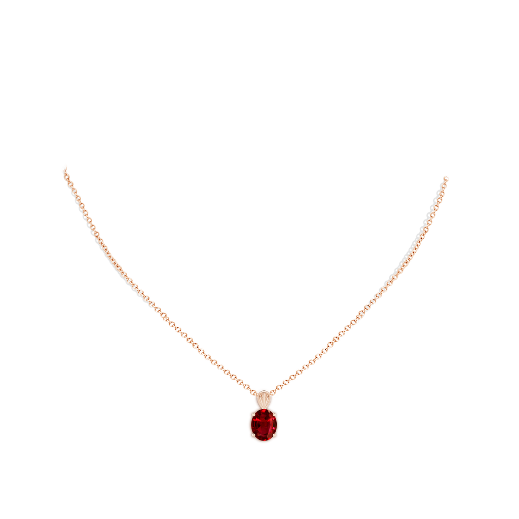10x8mm AAAA Solitaire Oval Ruby Classic Pendant in Rose Gold pen