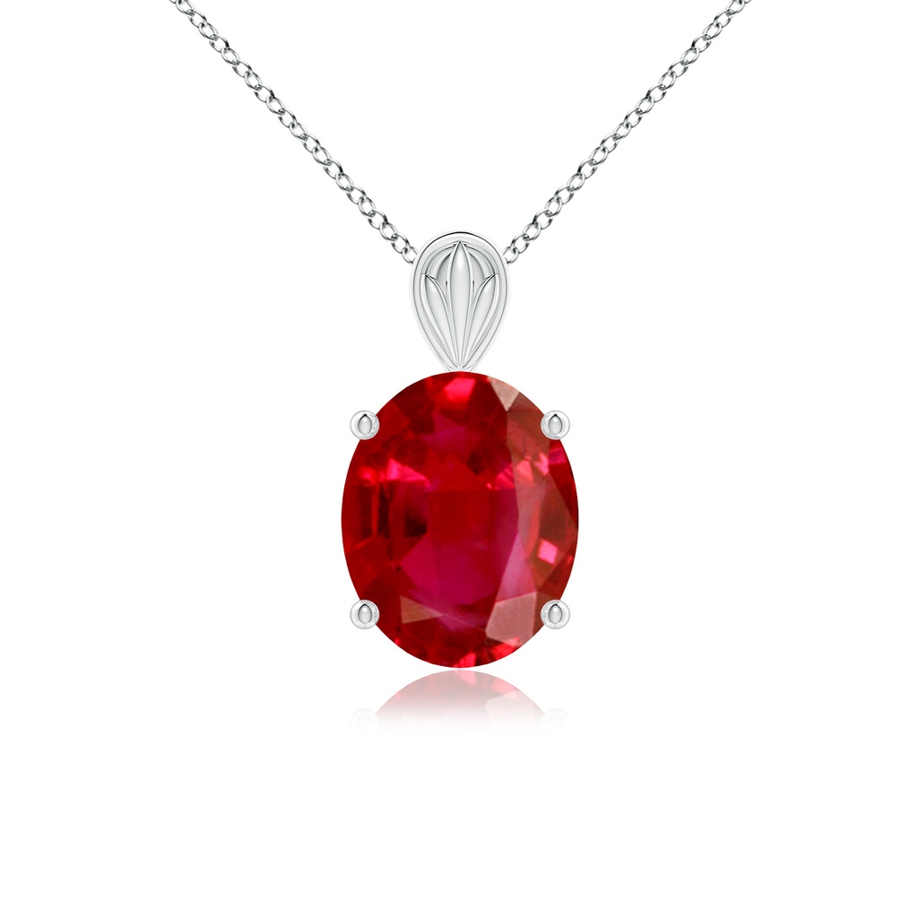 12x10mm AAA Solitaire Oval Ruby Classic Pendant in White Gold