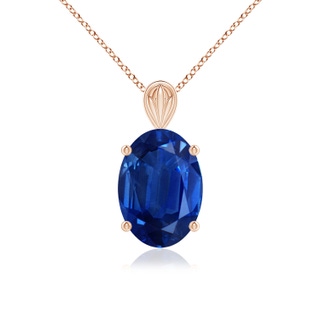 14x10mm AAA Solitaire Oval Blue Sapphire Classic Pendant in Rose Gold