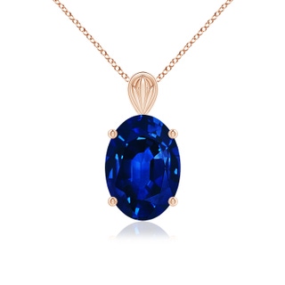 14x10mm AAAA Solitaire Oval Blue Sapphire Classic Pendant in Rose Gold