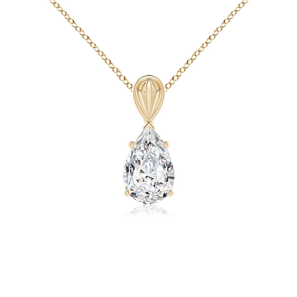 10x6.5mm HSI2 Solitaire Pear-Shaped Diamond Classic Pendant in Yellow Gold
