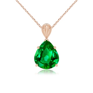 12x10mm AAAA Solitaire Pear-Shaped Emerald Classic Pendant in 9K Rose Gold