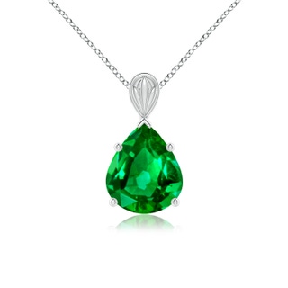 12x10mm AAAA Solitaire Pear-Shaped Emerald Classic Pendant in P950 Platinum