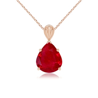 12x10mm AAA Solitaire Pear-Shaped Ruby Classic Pendant in Rose Gold