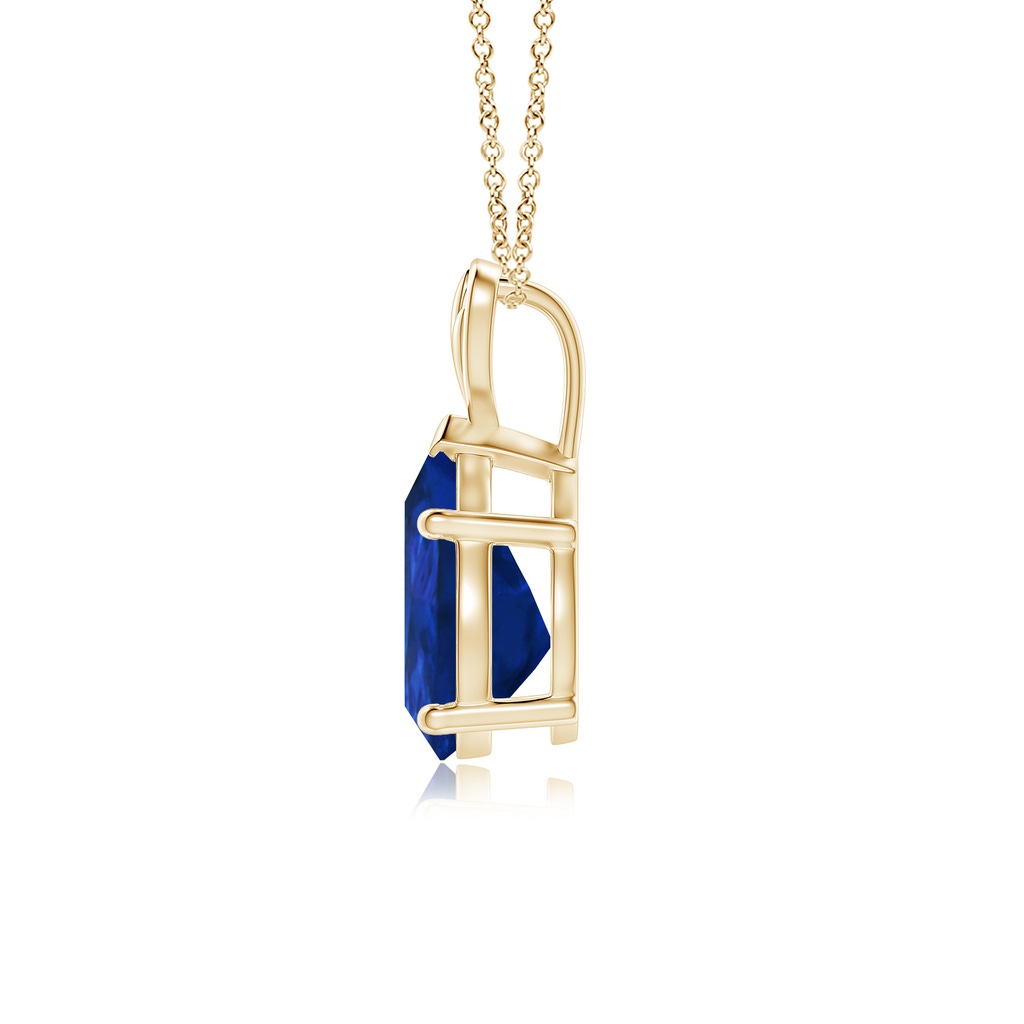 12x10mm AAA Solitaire Pear-Shaped Blue Sapphire Classic Pendant in Yellow Gold Side 199
