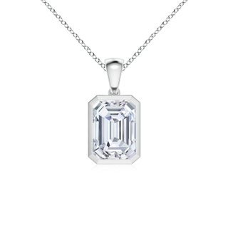 10x7mm GVS2 Bezel-Set Emerald-Cut Diamond Solitaire Pendant in P950 Platinum