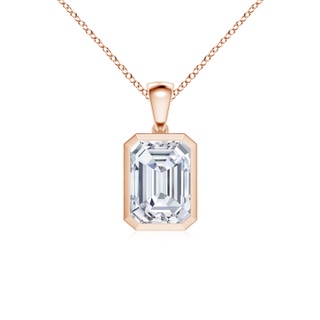 10x7mm GVS2 Bezel-Set Emerald-Cut Diamond Solitaire Pendant in Rose Gold