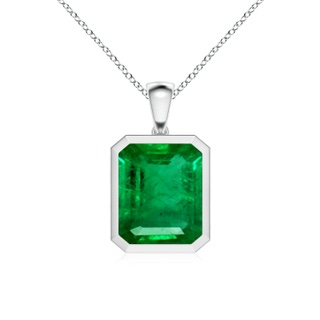 12x10mm AAA Bezel-Set Emerald-Cut Emerald Solitaire Pendant in P950 Platinum