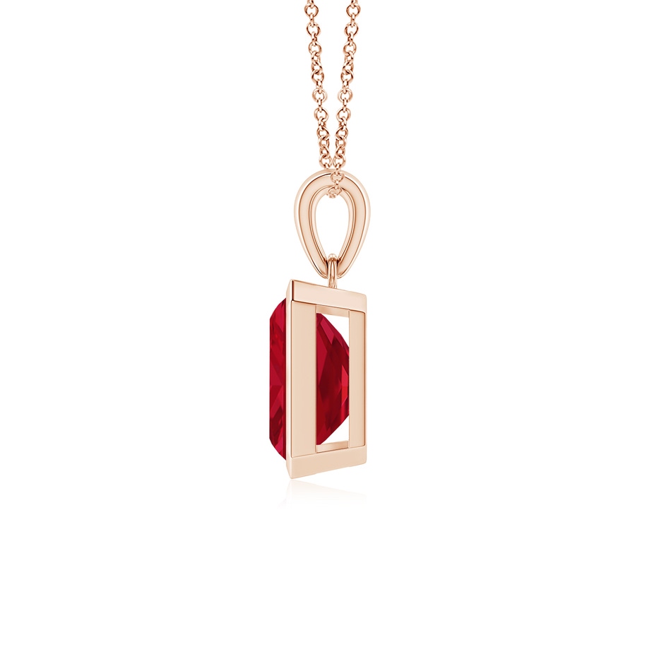 10x8mm AAA Bezel-Set Emerald-Cut Ruby Solitaire Pendant in Rose Gold side 199