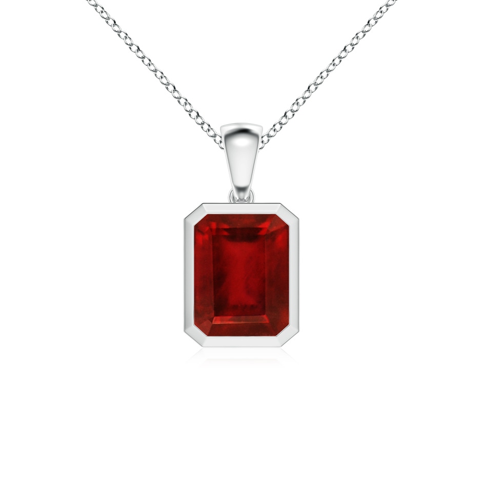 10x8mm AAAA Bezel-Set Emerald-Cut Ruby Solitaire Pendant in P950 Platinum 
