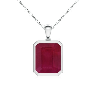 12x10mm A Bezel-Set Emerald-Cut Ruby Solitaire Pendant in P950 Platinum