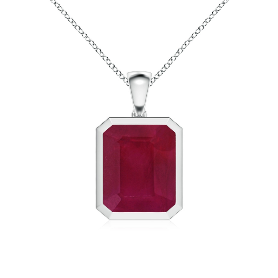 12x10mm A Bezel-Set Emerald-Cut Ruby Solitaire Pendant in P950 Platinum 