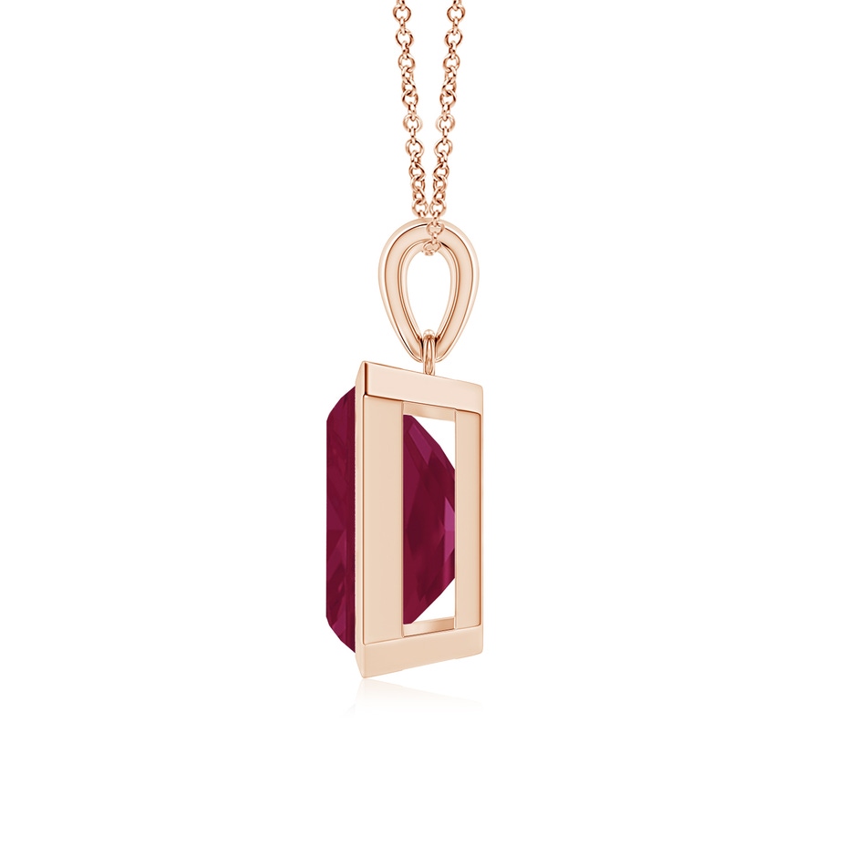 12x10mm A Bezel-Set Emerald-Cut Ruby Solitaire Pendant in Rose Gold side 199