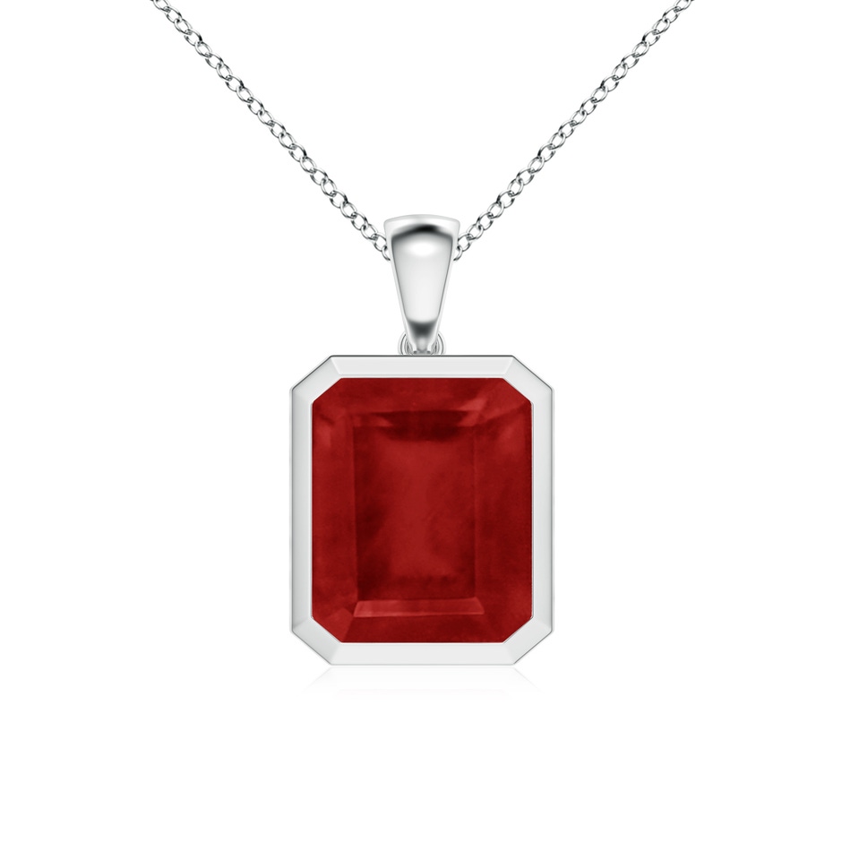 12x10mm AA Bezel-Set Emerald-Cut Ruby Solitaire Pendant in P950 Platinum 