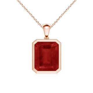 12x10mm AA Bezel-Set Emerald-Cut Ruby Solitaire Pendant in Rose Gold