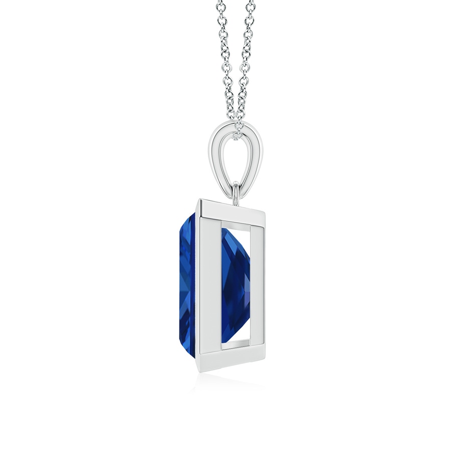 12x10mm Lab-Grown Bezel-Set Emerald-Cut Blue Sapphire Solitaire Pendant in P950 Platinum side 199
