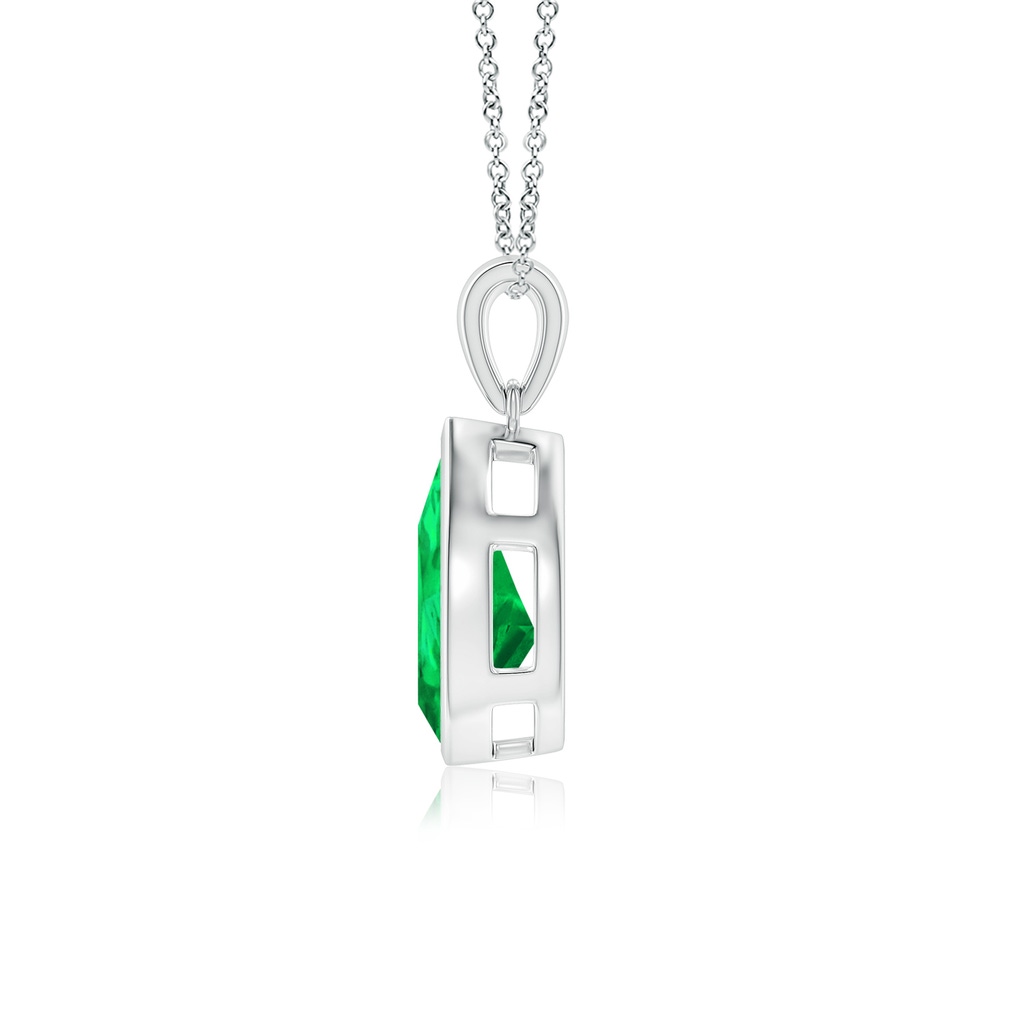 12x10mm AAA Bezel-Set Pear Emerald Solitaire Pendant in White Gold Side 199