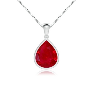 12x10mm AAA Bezel-Set Pear Ruby Solitaire Pendant in P950 Platinum